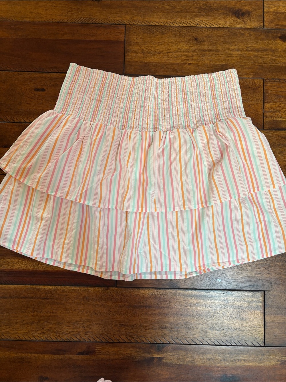 Vineyard Vines Pastel Multi-Stripe Smocked Mini Skirt NWOT size L